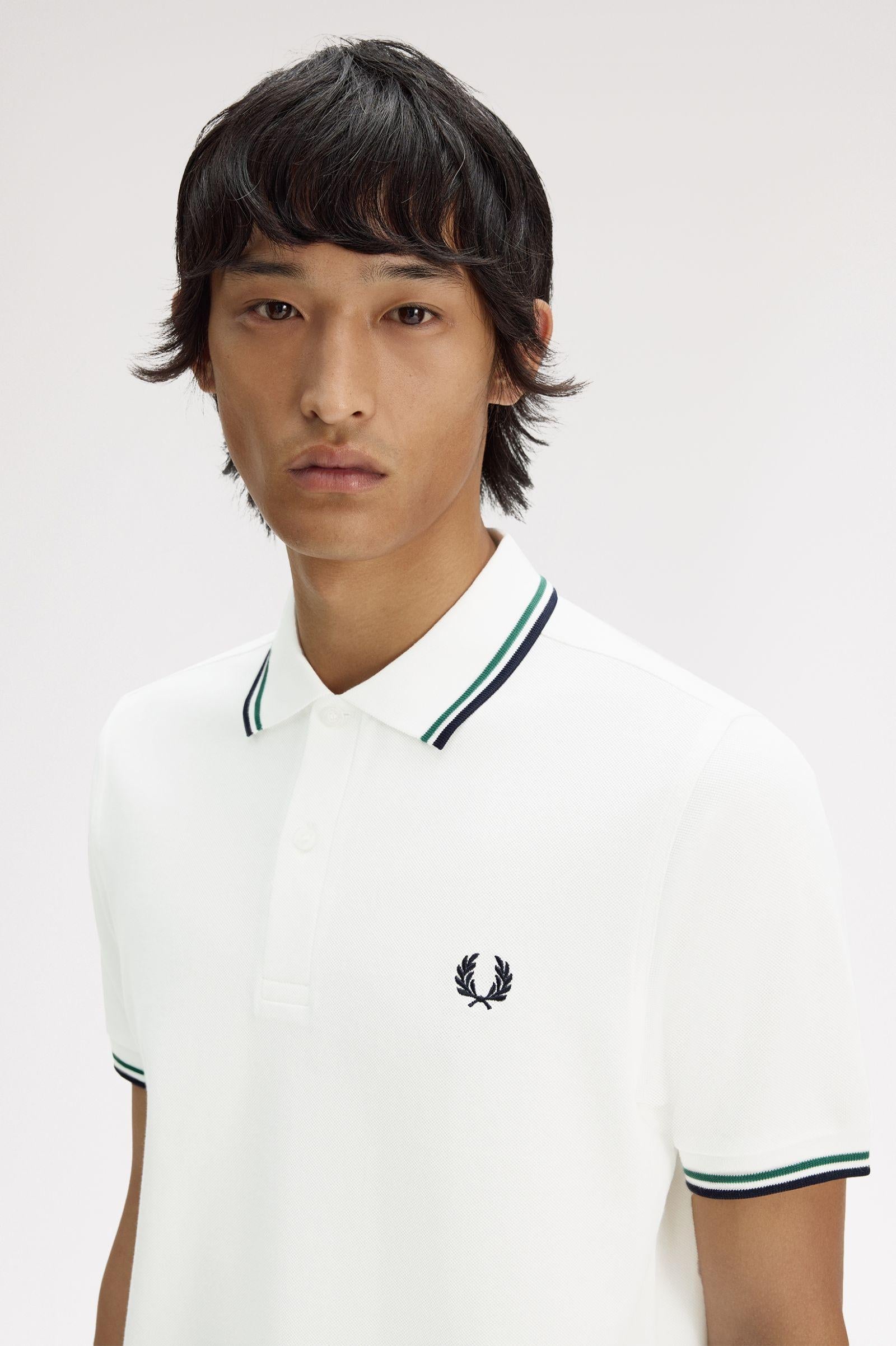 Polo manica corta M3600 02C FRED PERRY Snowwht/sgrn/nvy 