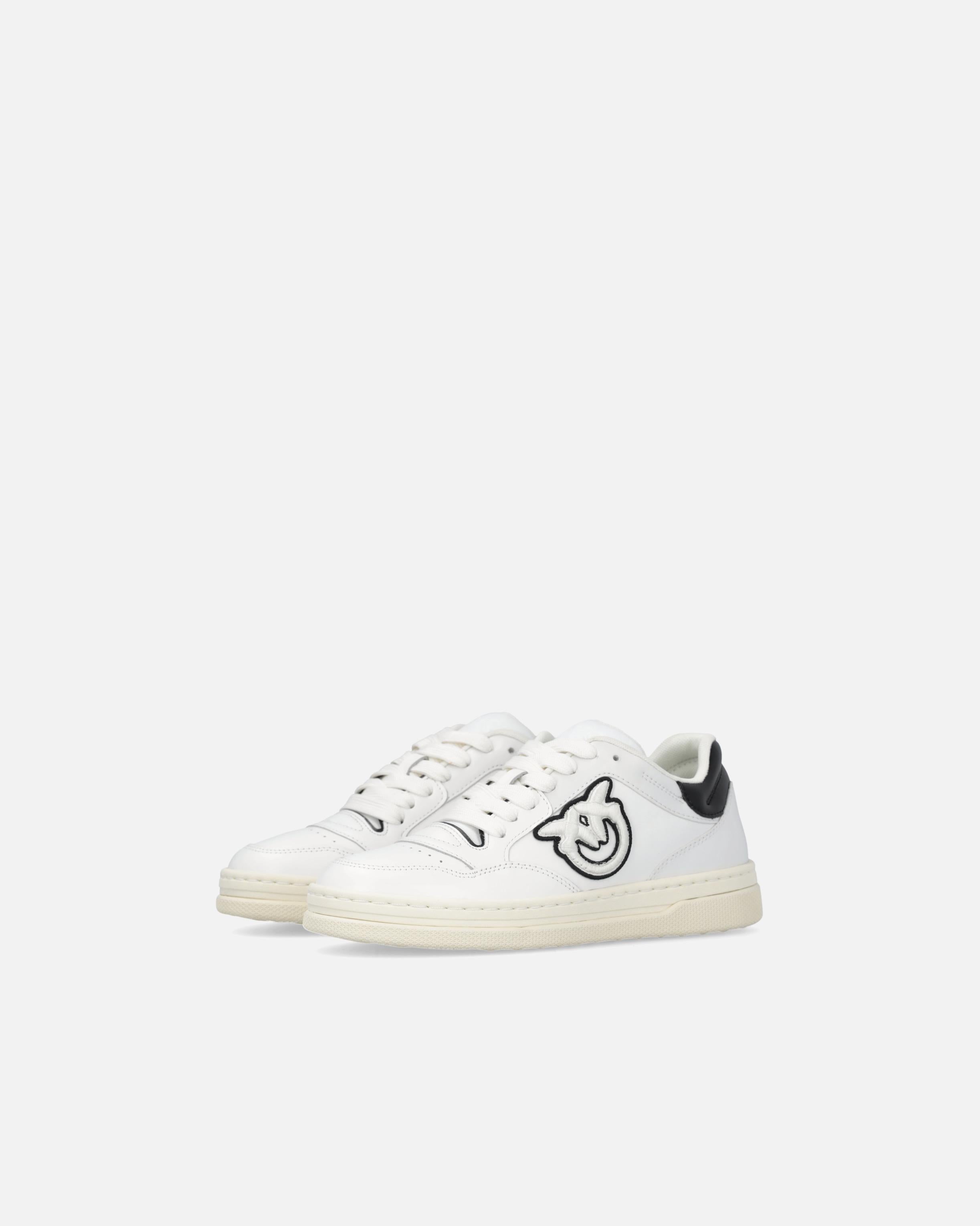 Sneaker in pelle con logo bianco e nero SS0077P001 ZZ1 PINKO White/black 