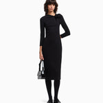 Abito lungo con dettaglio arricciatura in punto Milano stretch EW002783 AF12303 UC001 EMPORIO ARMANI Black 