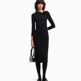 Abito lungo con dettaglio arricciatura in punto Milano stretch EW002783 AF12303 UC001 EMPORIO ARMANI Black 