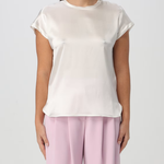 Blusa in satin maniche ad aletta 100100A1RI Z05 PINKO White 