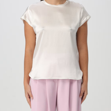 Blusa in satin maniche ad aletta 100100A1RI Z05 PINKO White 
