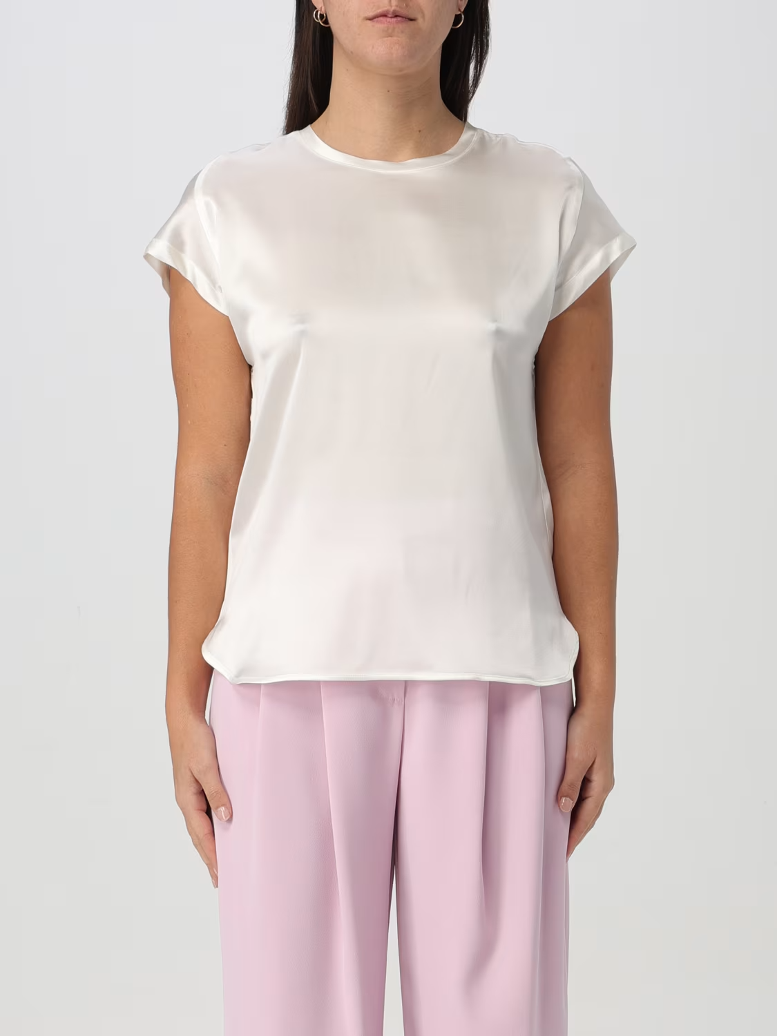 Blusa in satin maniche ad aletta 100100A1RI Z05 PINKO White 