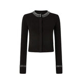 Cardigan girocollo con strass 105686A2S4 Z99 PINKO Nero limousine 