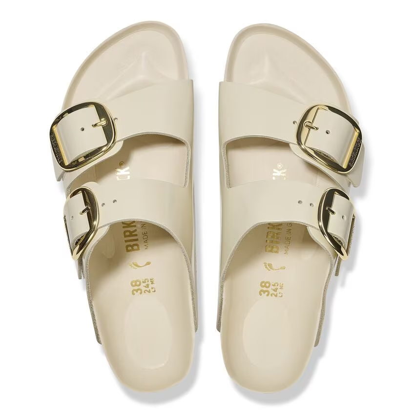 Ciabatta in pelle laccata ARIZONA BIG BUCKLE 1026128 SHINE ECRU BIRKENSTOCK Shine ecru 