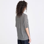 T-shirt a righe in misto lino PED5343 99012278 RI015 PEUTEREY Bianco/blu 