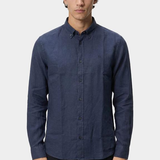 Camicia button down in lino 50556077 10261979 01 404 BOSS Dark blue 
