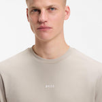 T-shirt in cotone elasticizzato con logo a contrasto 50473278 10242929 01 070 BOSS Open beige 