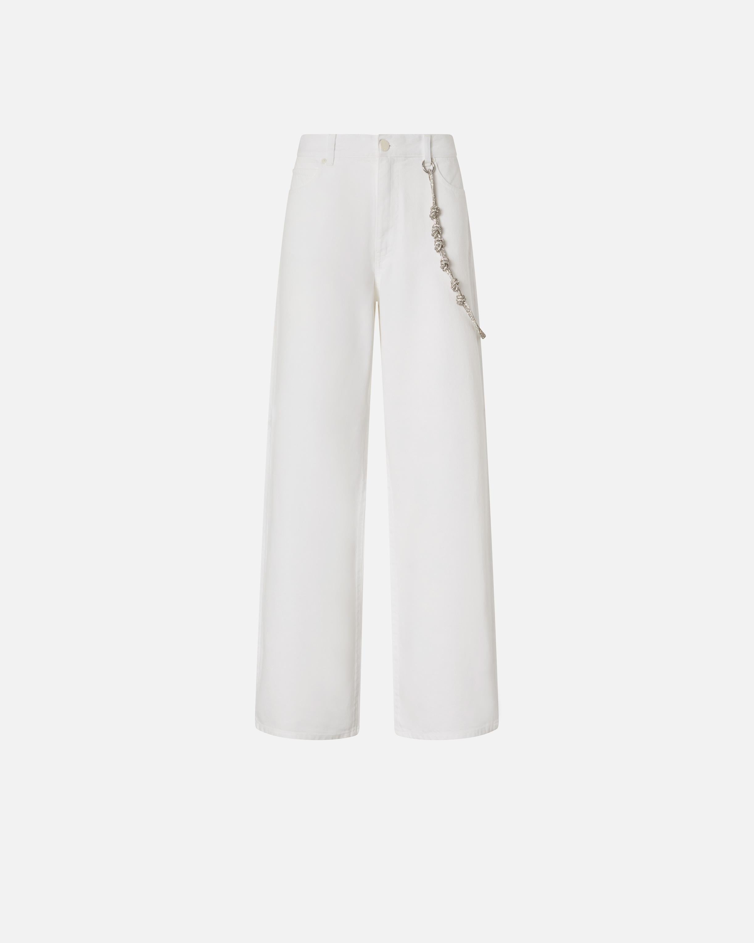 Pantaloni larghi loose fit con catena gioiello 104601A2DO Z04 PINKO Bianco 