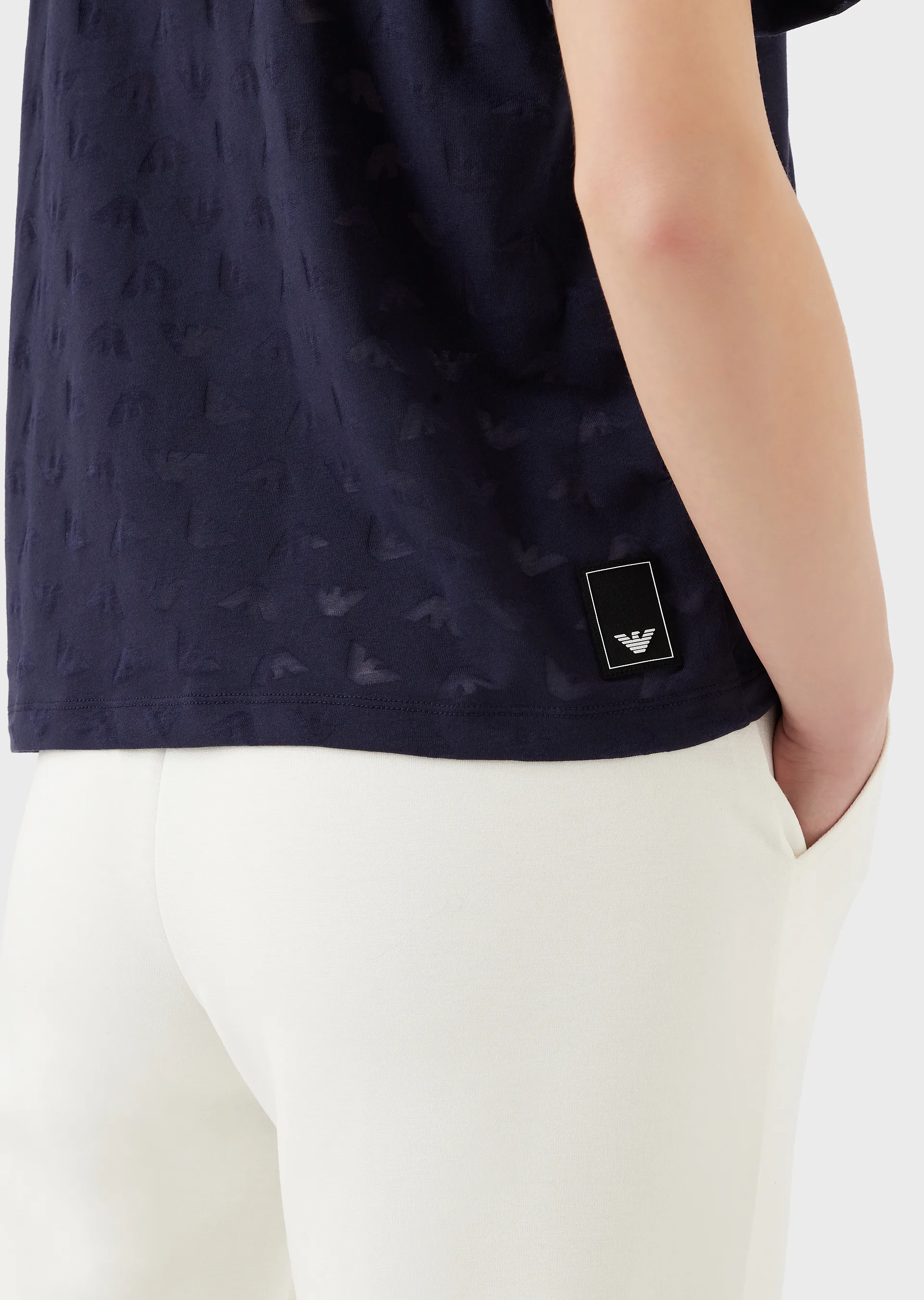 T-shirt in jersey devoré eagle all over 3R2T7F 2JWBZ 0918 EMPORIO ARMANI Blue 
