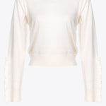 Pullover in lana con rouches 101991A189 Z12 PINKO Latte 