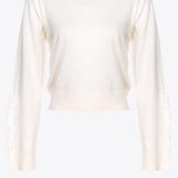 Pullover in lana con rouches 101991A189 Z12 PINKO Latte 