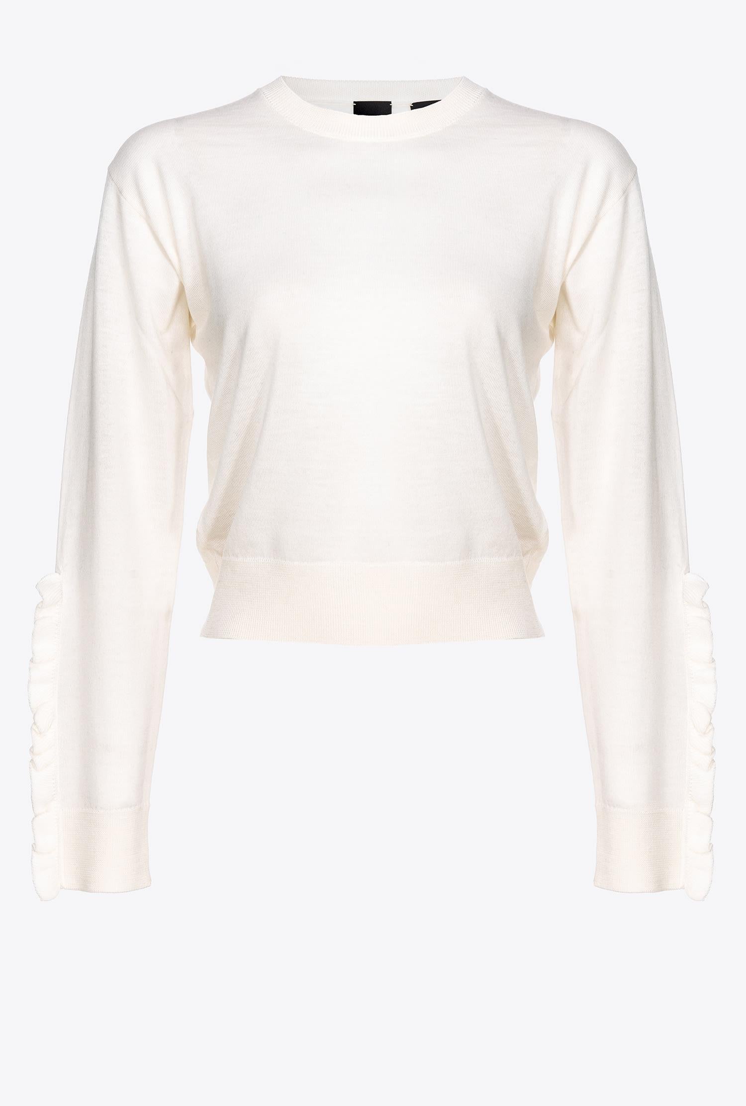 Pullover in lana con rouches 101991A189 Z12 PINKO Latte 