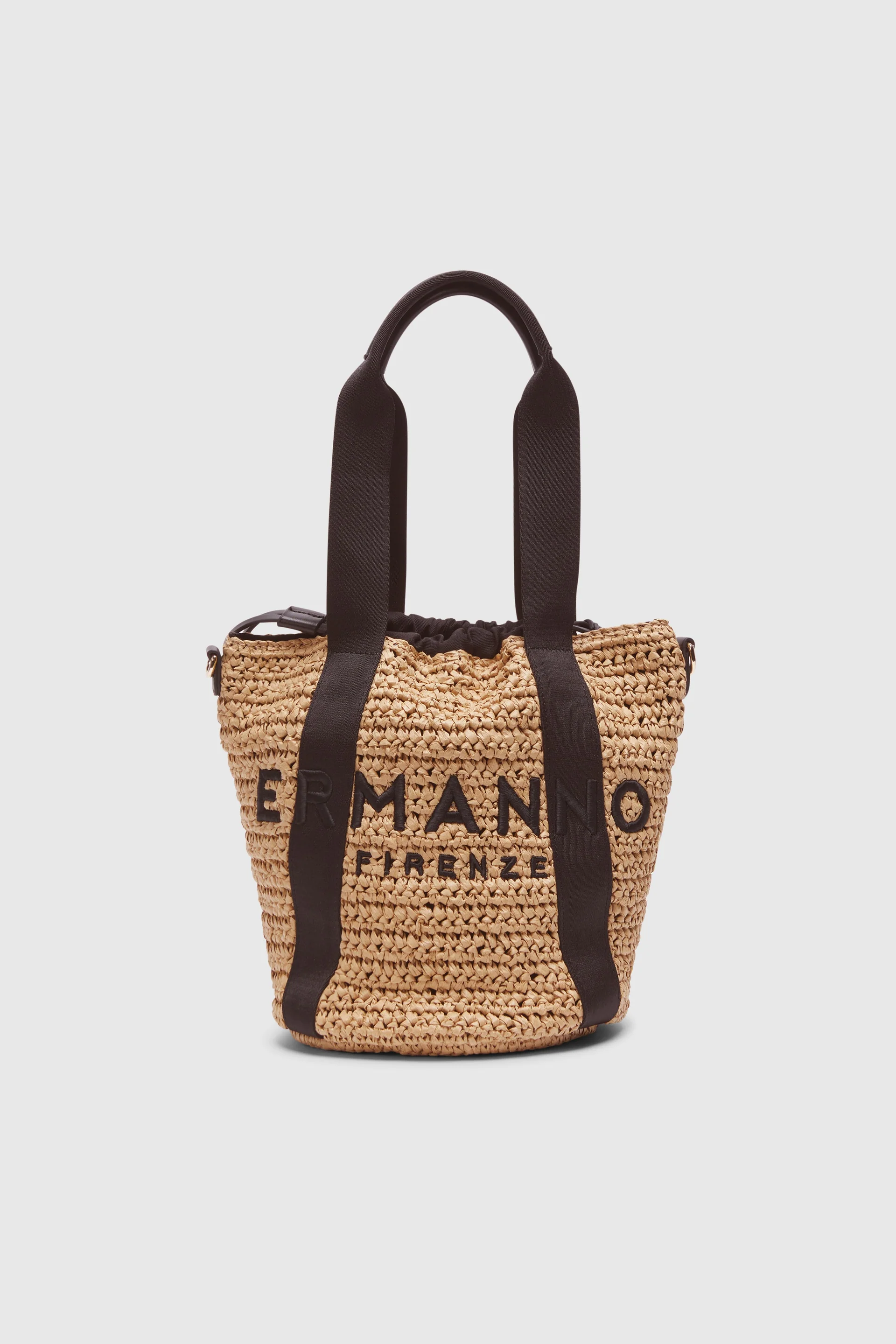 Borsa tote media in rafia 12402096 BLACK ERMANNO FIRENZE Black 