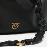 Borsa a spalla grande in pelle con logo 105825A0QO Z99Q PINKO Nero-antigue 