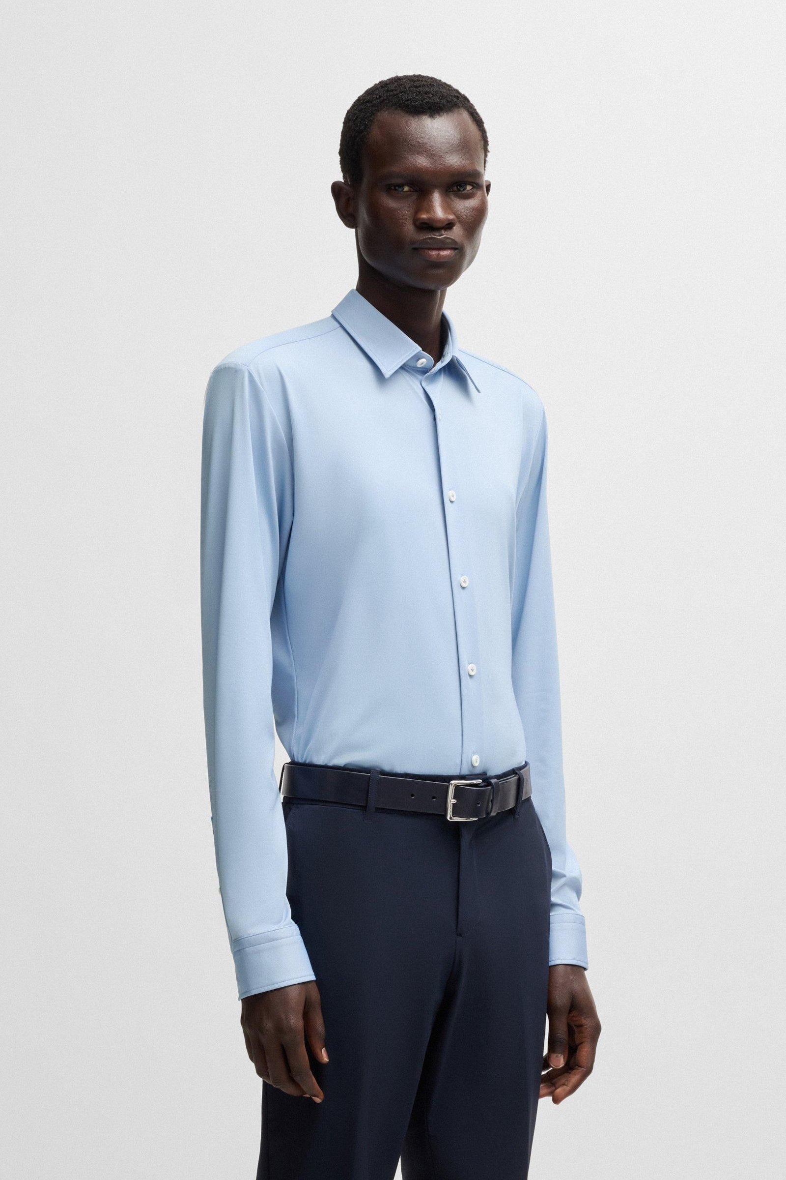 Camicia slim fit in tessuto performance 50533434 10253542 01 450 BOSS Light pastel blue 