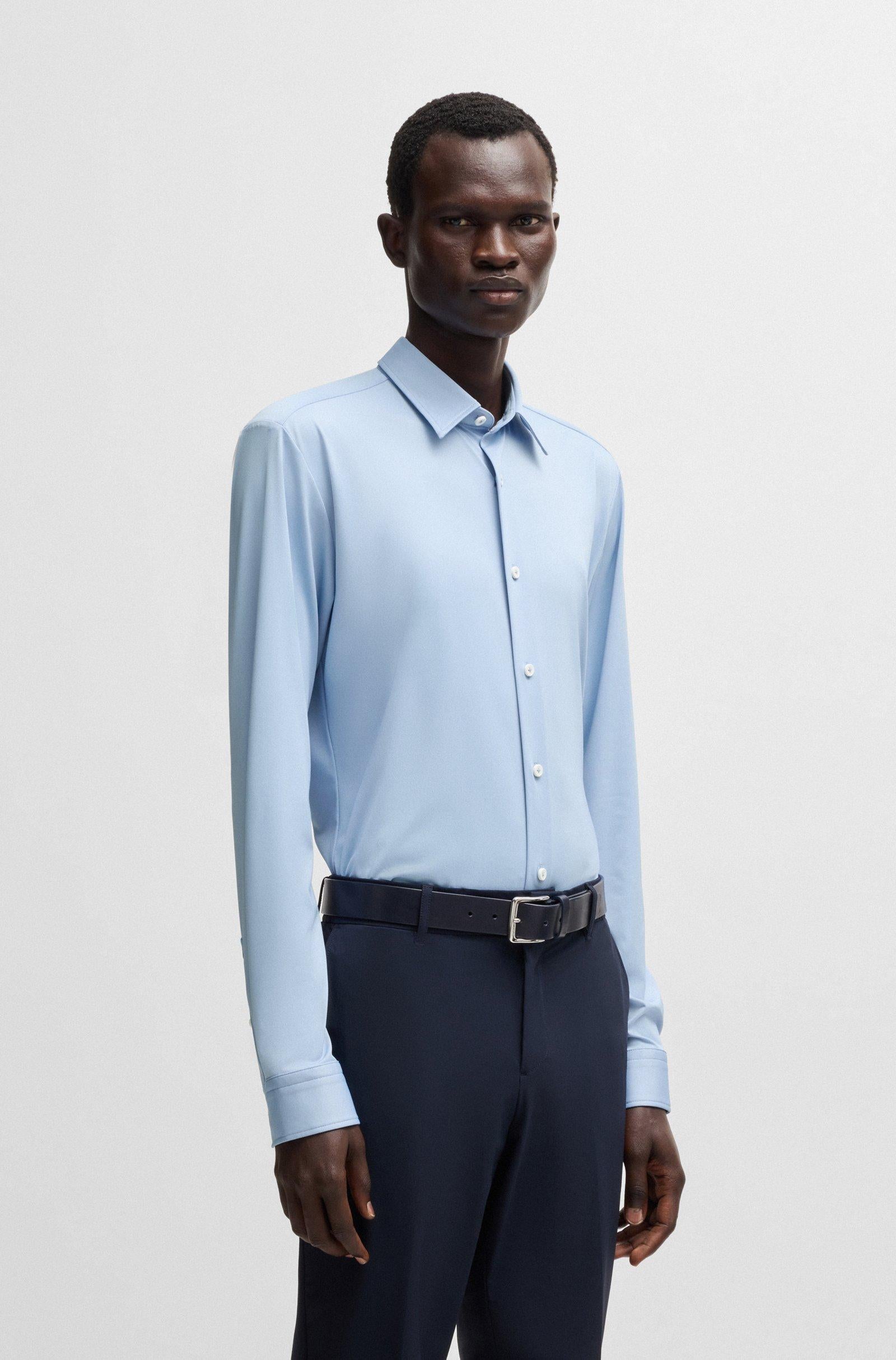 Camicia slim fit in tessuto performance 50533434 10253542 01 450 BOSS Light pastel blue 
