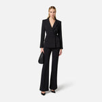 Tailleur doppiopetto in crêpe con bande in raso TP00251E2 110 ELISABETTA FRANCHI Nero 