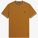T-shirt con doppia riga M1588 V46 FRED PERRY Dkcarm/ecru/navy 