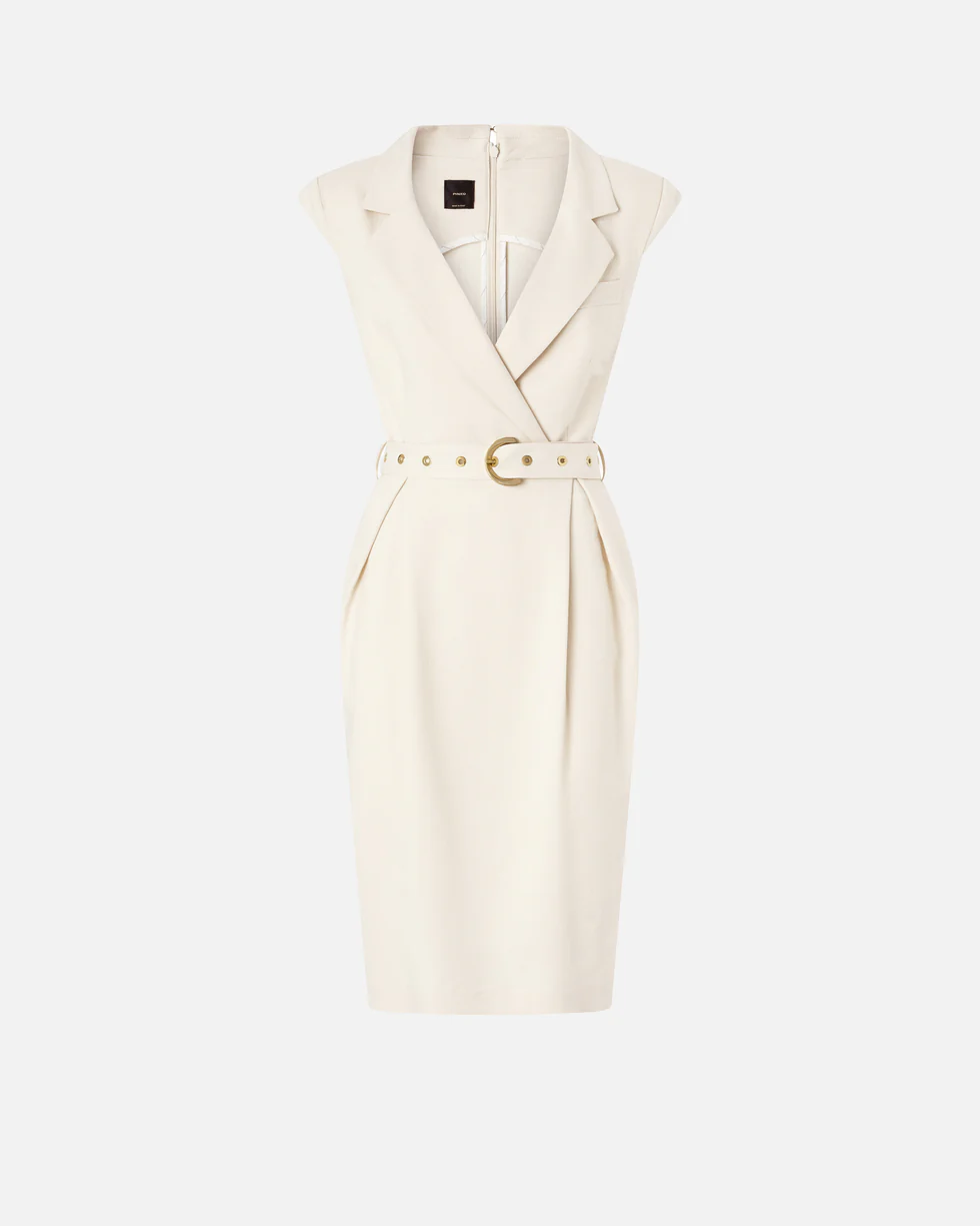 Abito midi a portafoglio con cintura 106565A2W6 C00 PINKO Bianco cigno 