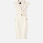 Abito midi a portafoglio con cintura 106565A2W6 C00 PINKO Bianco cigno 