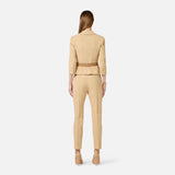 Pantaloni in tessuto tecnico bielastico con cintura PA13261E2 470 ELISABETTA FRANCHI Cammello 