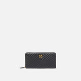Portafoglio in nappa chevron 100250A0GK Z99Q PINKO Nero-antigue 