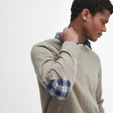 Maglia girocollo con toppa al gomito in tartan MKN1586 MKN ST51 BARBOUR Stone 