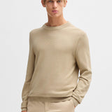Maglia girocollo in cotone 50506022 10255187 01 275 BOSS Light beige 