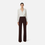 Pantaloni in crêpe leggero e raso PA18362E2 644 ELISABETTA FRANCHI Cacao 