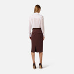 Gonna in tessuto tecnico bielastico con cintura GO15961E1 644 ELISABETTA FRANCHI Cacao 