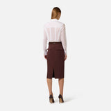 Gonna in tessuto tecnico bielastico con cintura GO15961E1 644 ELISABETTA FRANCHI Cacao 