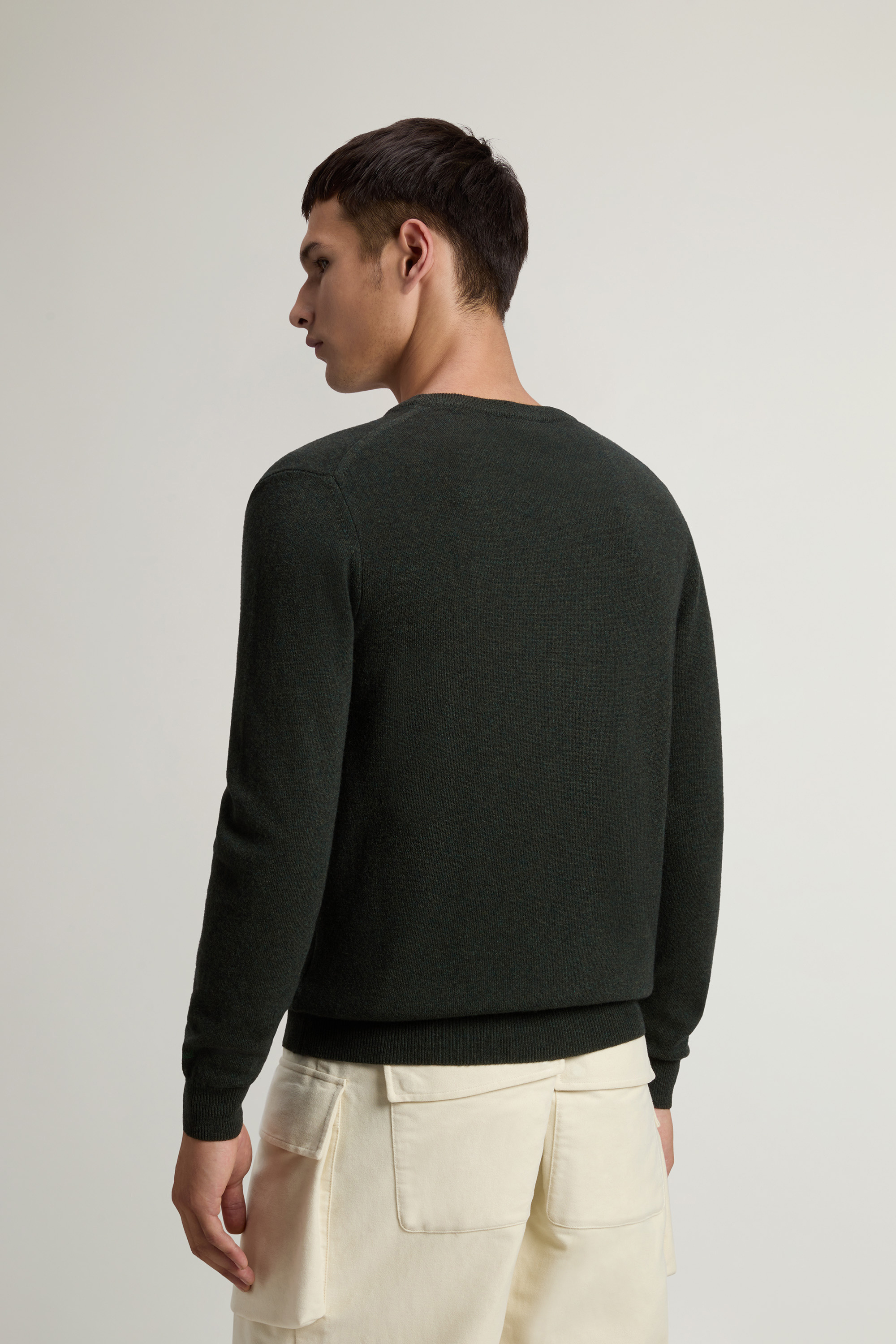 Maglia girocollo in lambswoll CFWOKN0278MRUF0469 6006 WOOLRICH Greenstone 