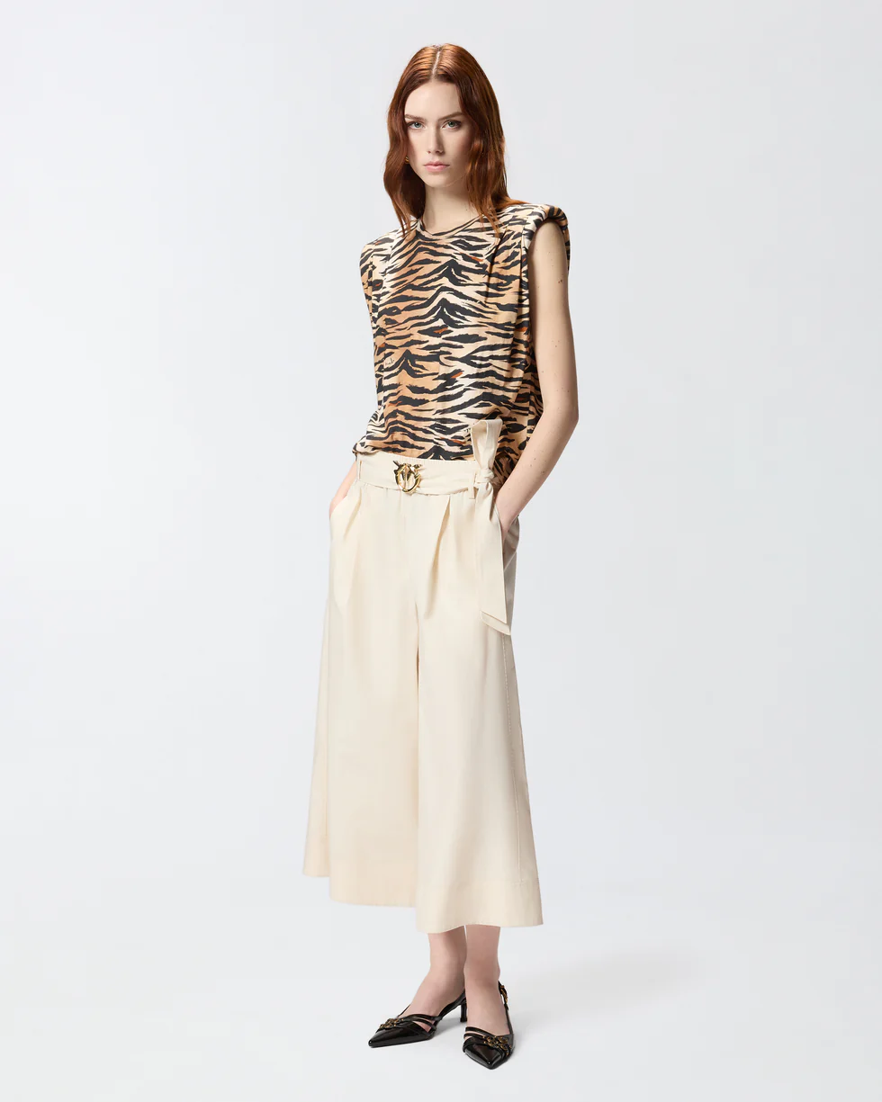 Pantalone con cintura logata 106439A35Q C03 PINKO Beige 