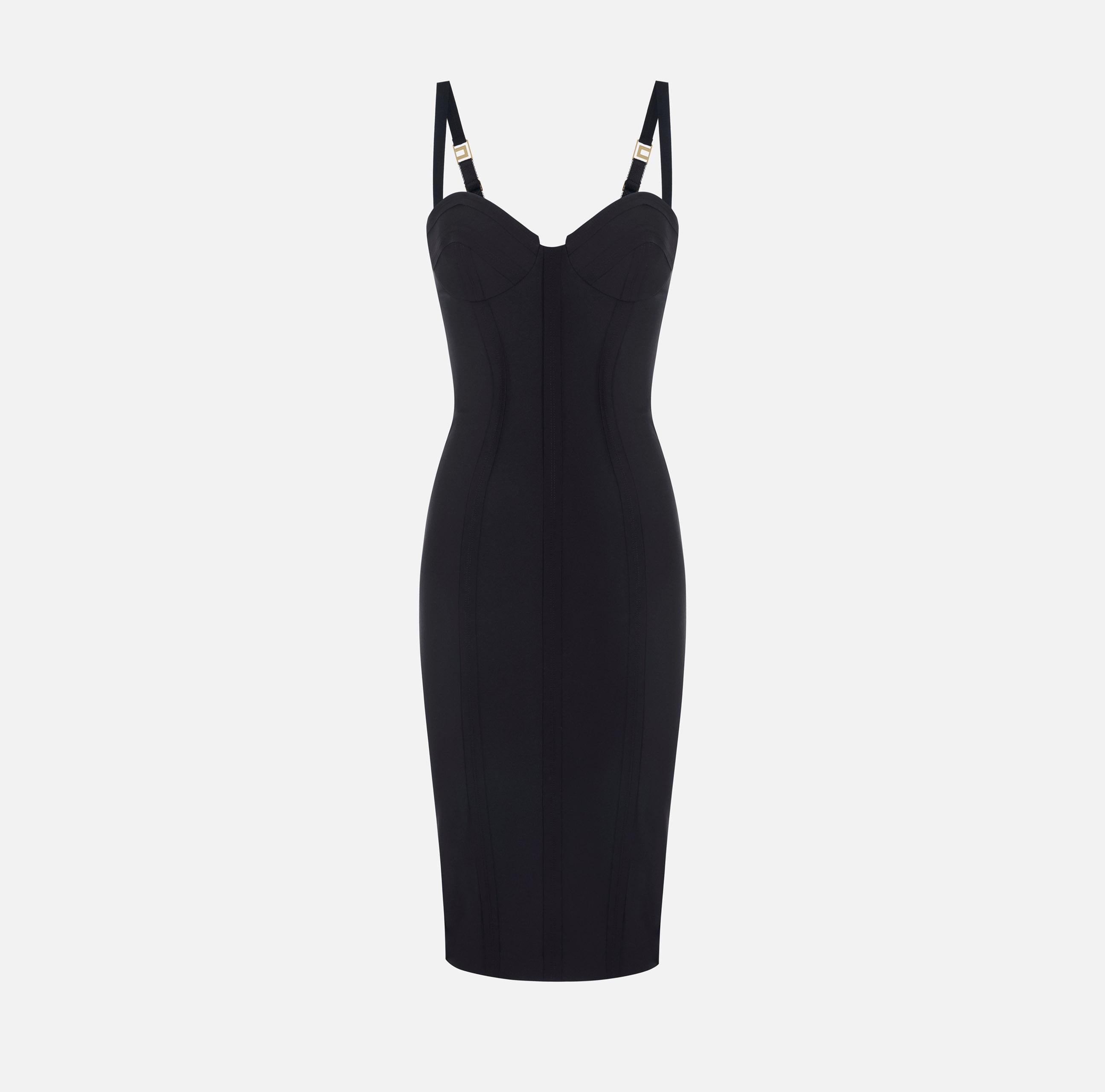 Abito in crêpe leggero con tessuto a taglio vivo AB91861E3 110 ELISABETTA FRANCHI Black 