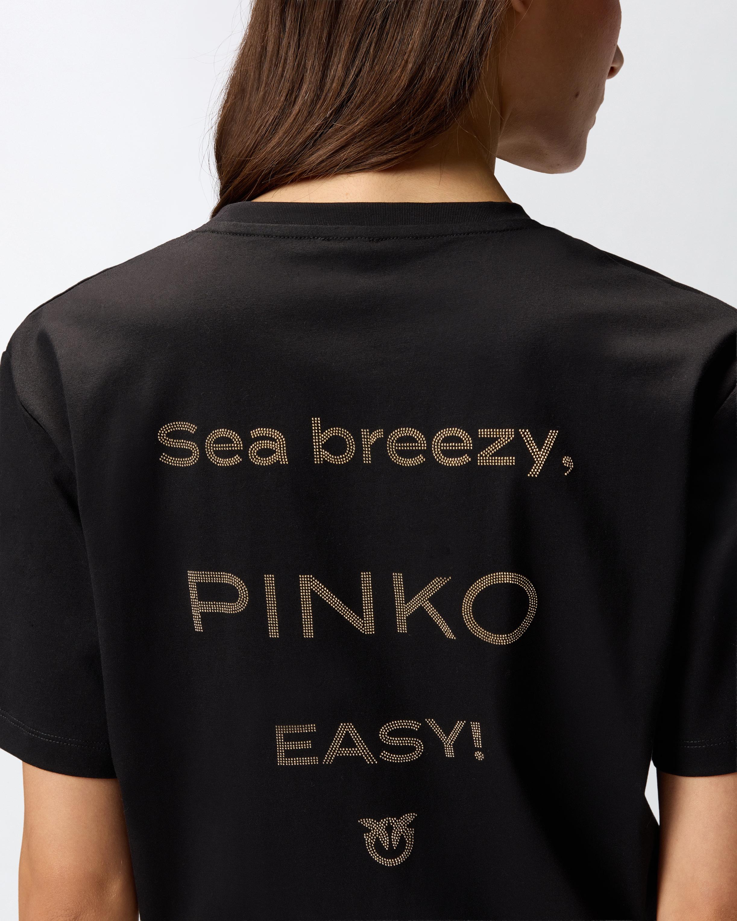 T-shirt logo strass 105526A2RM Z99 PINKO Nero limousine 