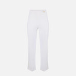 Pantaloni in doppio crêpe stretch con logo charm PA16861E2 360 ELISABETTA FRANCHI Avorio 