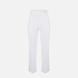 Pantaloni in doppio crêpe stretch con logo charm PA16861E2 360 ELISABETTA FRANCHI Avorio 
