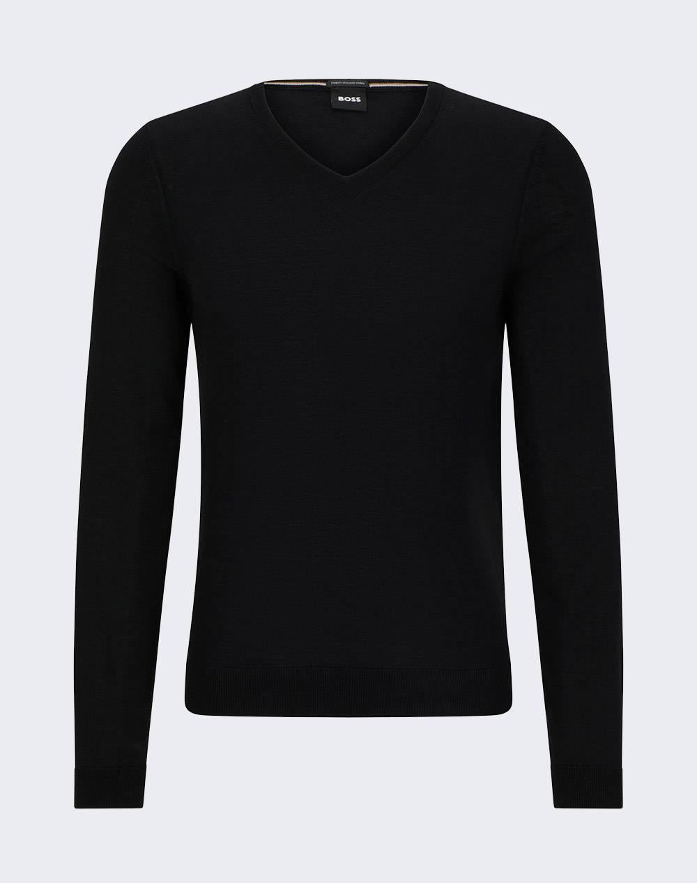 Maglia in lana merinos 50468261 10241495 01 001 BOSS Black 