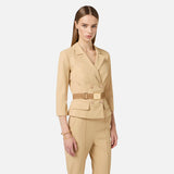 Giacca in tessuto tecnico bielastico GI22461E2 470 ELISABETTA FRANCHI Cammello 