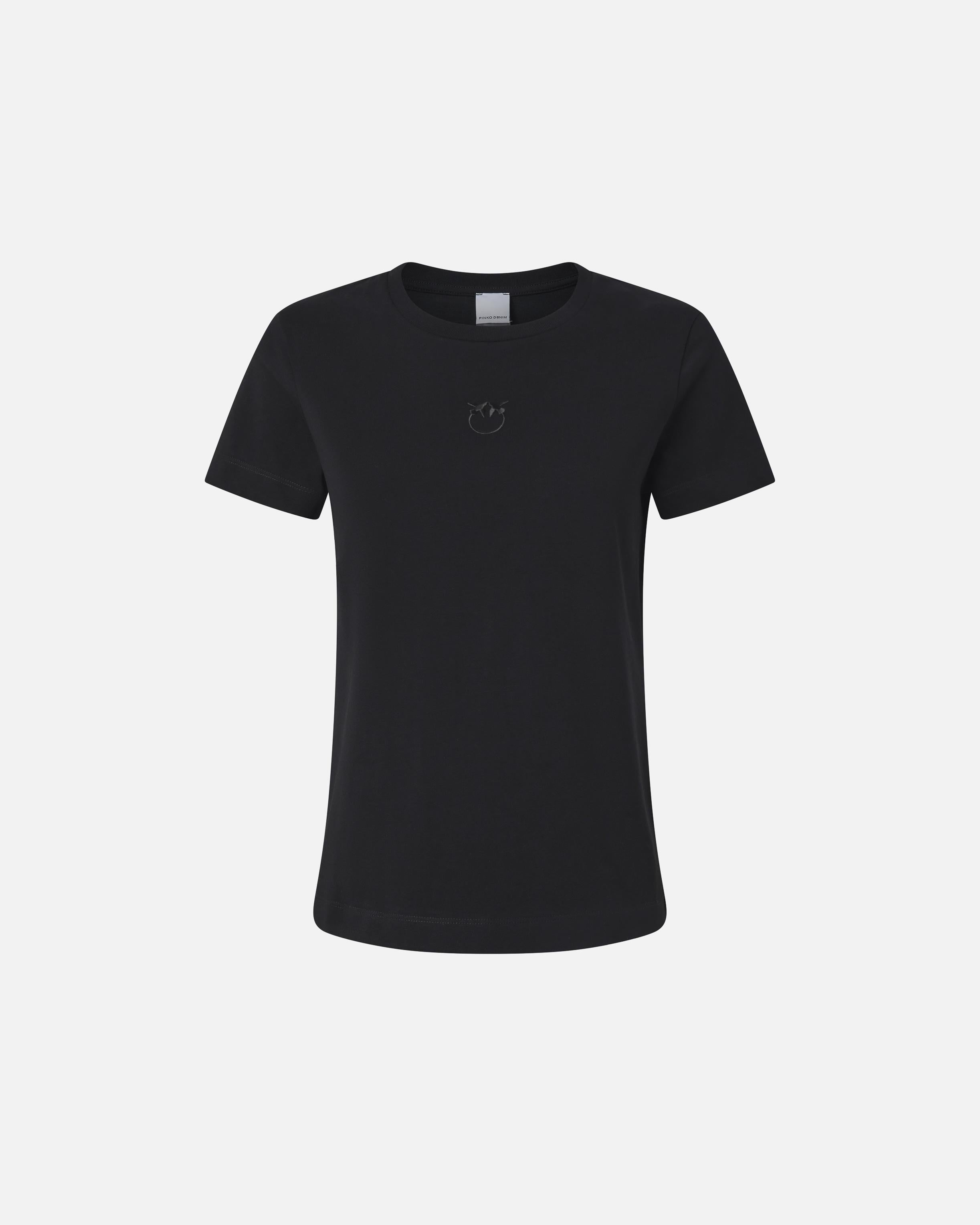 T-shirt maniche corte logo ricamato 100355A2HN Z99 PINKO Nero 