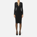 Abito in crêpe leggero con catena gioiello AB80557E2 110 ELISABETTA FRANCHI Black 