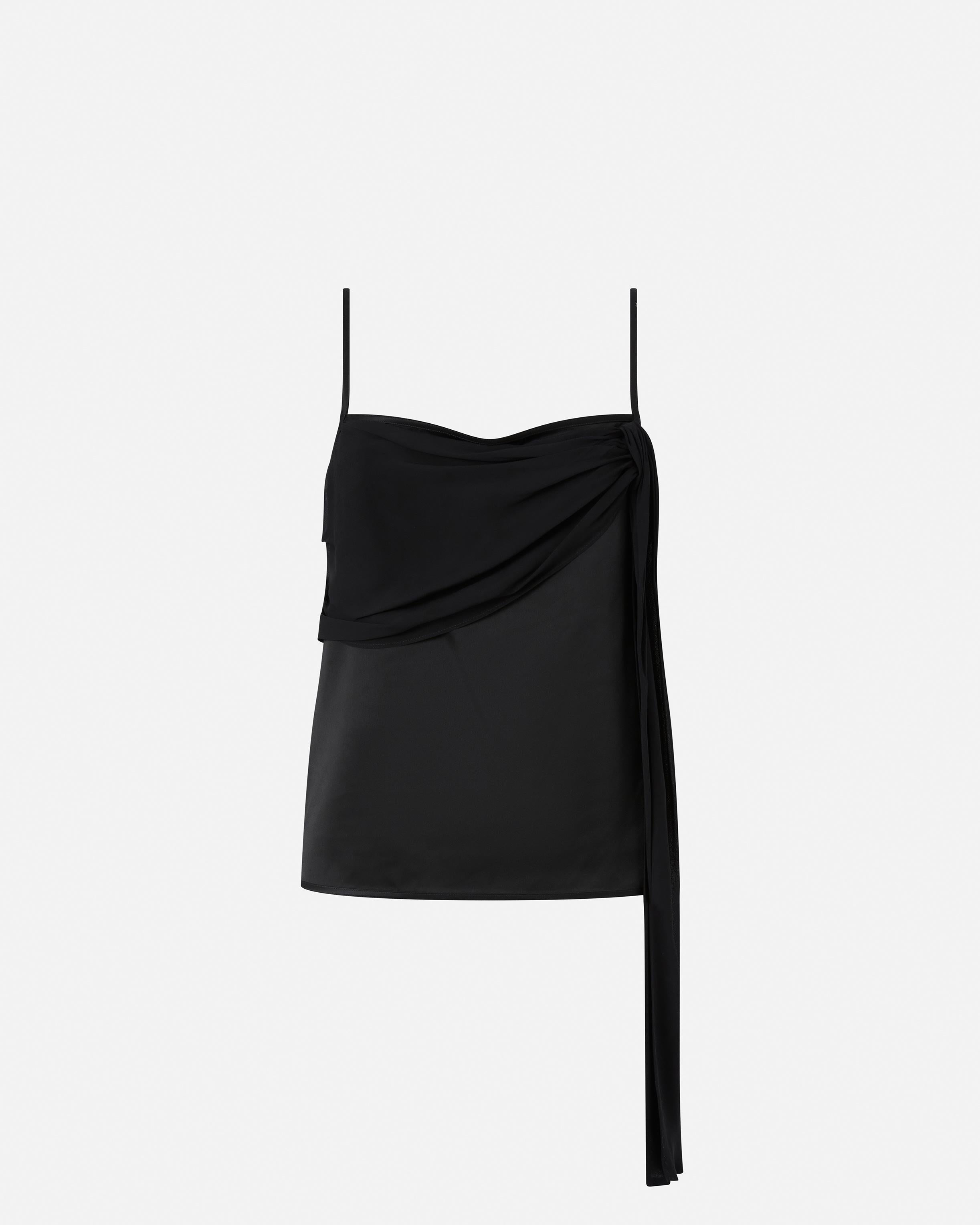 Top canottierina in satin con drappo leggero<BR/> 104684A2CO Z99 PINKO Nero limousine 