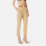 Pantaloni in tessuto tecnico bielastico con cintura PA13261E2 470 ELISABETTA FRANCHI Cammello 