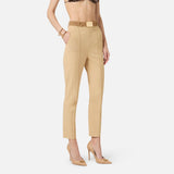 Pantaloni in tessuto tecnico bielastico con cintura PA13261E2 470 ELISABETTA FRANCHI Cammello 