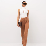 Pantalone in cotone gamba dritta PJ25D61E2 600 ELISABETTA FRANCHI Cuoio 