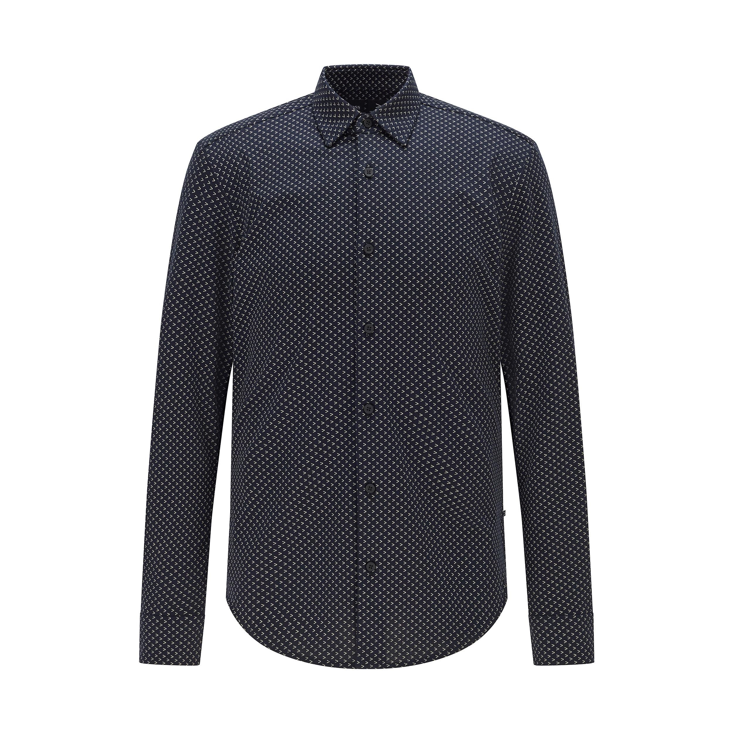 Camicia in jersey microfantasia ROAN_F 10235151 01 405 BOSS Blue 
