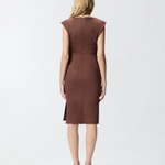 Abito longuette aderente in lino 106521A34I L78 PINKO Marrone terra x piante 