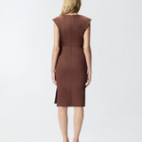 Abito longuette aderente in lino 106521A34I L78 PINKO Marrone terra x piante 