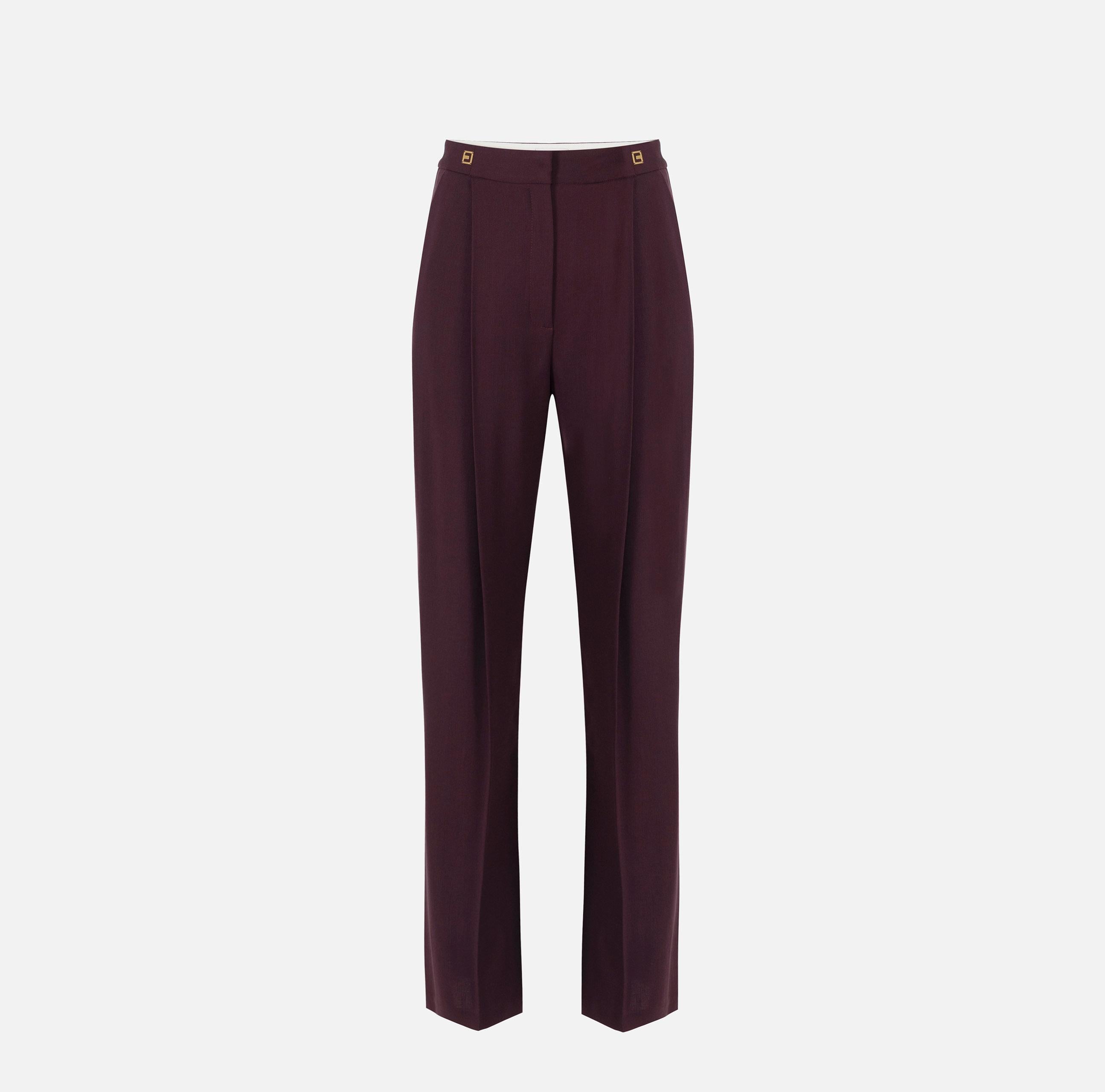 Pantaloni in crêpe con dettagli logo PA12356E2 EA4 ELISABETTA FRANCHI Merlot 